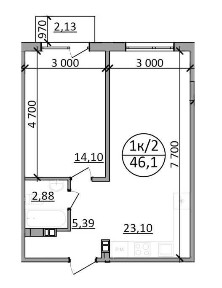 Однокімнатна квартира | ЖК Park Side | 46 м²
