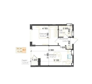1 кімнтна квартира ЖК Гостомель Residence 39,04 кв. м.