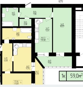 1 кімнатна квартира в новобудові від власника екологічне житло 59м² 3 пов. з 14 в ціні якісне наповнення все під чистову. Шумоізоляція між квартирами