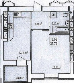 Продам 1 кімн. квартиру в ЖК Гідропарк, вул. Борткевича, 9.