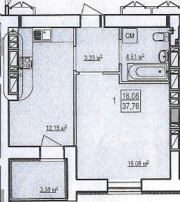 Продам 1 кімн. квартиру в ЖК Гідропарк, вул. Борткевича, 9.