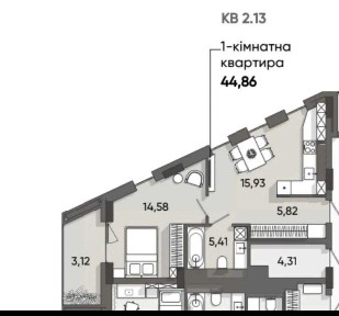 Продаж 1 кімнатної квартири ЖК Lennona Residents вул. Джона Леннона