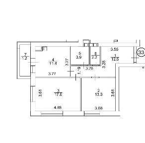 Продажа 2-комнатной квартиры 62.6 м²