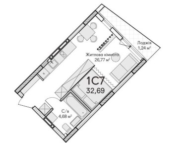 Затишна студійна квартира 32м2 біля Набережної та АКВАПАРКУ/Ірпінь