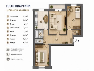 Продаж 3-кімнатної квартири з ремонтом