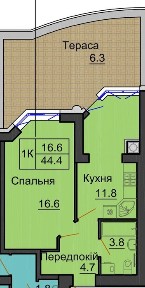 Однокімнатна квартира з великою терасою Sofia Residence! 1к 44,4 м. кв.