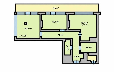 2-кімнатна квартира 95,5 м² у ЖК FIVE ADDRESS - без комісії, вул. Раковського, бічна Зеленої, Сихівський район
