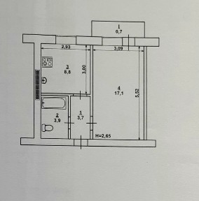 Продам 1комн. кв. на 44 кв-ле. Кухня 9 кв. м.