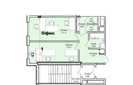 Аренда офисного помещения в центре Одессы 54,6м2 без комиссии