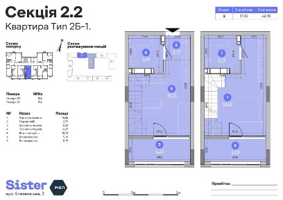 2 кімн 62.7 м. кв квартира в ЖК 
