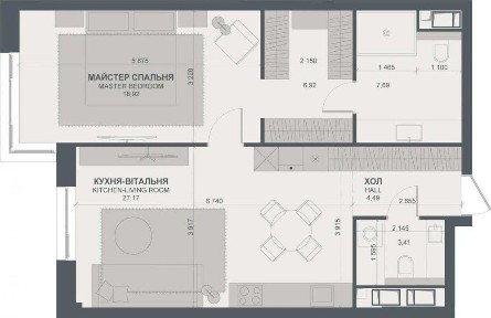 Ексклюзивна квартира 68 м2 в ЖК TRIIINITY, 2 Будинок