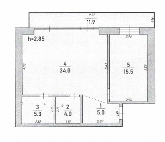 Продається велика 1-кімнатна квартира з ремонтом в самому Центрі.