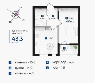 Однокімнатний сирець в ЖК Княгинин-Центр Телефонуйте!