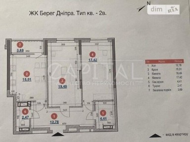 WOW пропозиція/ЖК БЕРЕГ ДНІПРА 2-кім квартира 75м2 19 поверх Без Ремонту ВИДОВА на Дніпро