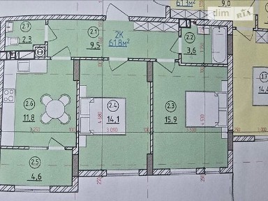 Продаж 2к квартири 62.7 кв. м на вул. Довга • ID 34584208