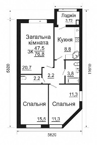 Продаж 3-кімнатної квартири 76.8 м², Відпочинку, 3