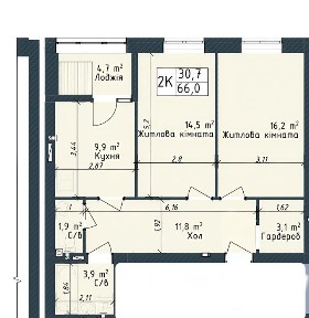 2-комнатная кв. 66м² Центр города, дом газифицирован