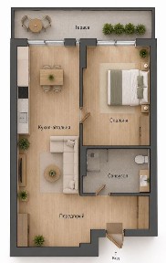 1-кімнатна квартира 45 м² + підземний паркінг! Від власника!