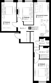 Продаж 3 кім. квартири Perfect Life 69,67 м2