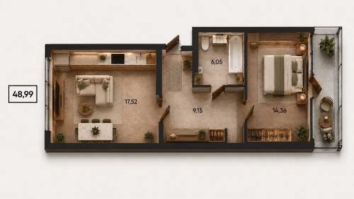 Продаж 1-кімнатної 49 м квартири в ЖК Orlan Residents / Орлан Резидентс, вул. Пластова, 4