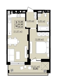 Продаж 1к квартири 48.23 кв. м на вул. Дашкевича Романа • ID 34706214