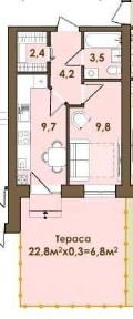 1-к квартира 36,49 м² з власним двориком. Без %. Забудовник. Відділ продажу. ЖК Смарт Резідентс. Софіївська Борщагівка. Розтермінування 10 міс.