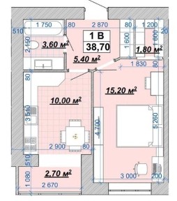 Продаж однокімнатної квартири в новобудові, 3 поверх, 38.7 м. кв
