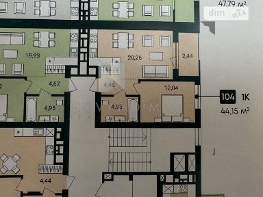 Продаж 1к квартири 44 кв. м на вул. Богдана Кріля 