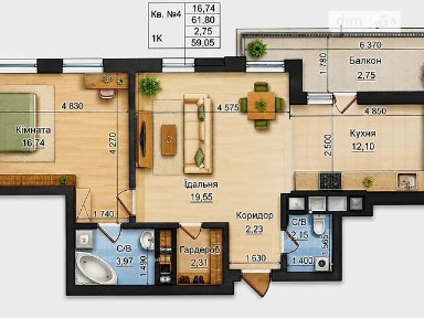 Продаж 1к квартири 62 кв. м на вул. Пасічна 154 • ID 34724633