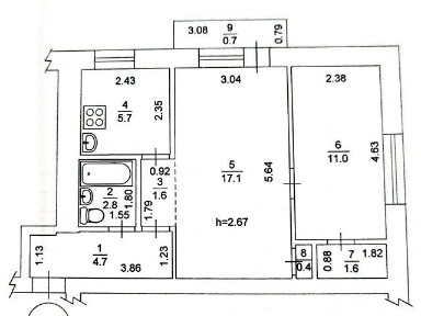 Продаж 2к квартири 45.6 кв. м на вул. Авіаконструкторська 19 • ID 34745527