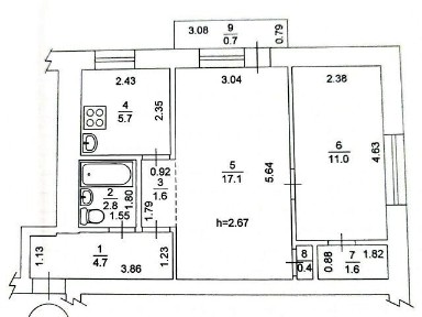 Продаж 2к квартири 45.6 кв. м на вул. Авіаконструкторська 19 • ID 34745527