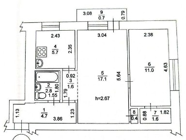 Продаж 2к квартири 45.6 кв. м на вул. Авіаконструкторська 19 • ID 34745527