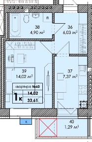 Продаж квартири у новобудові, 1но кімн. 34 м². ЖК Park Residence
