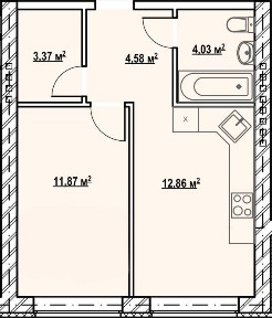 Продаж 1 к квартири Ірпінь Індивідуальне газове опалення ЖК Comfort Hall