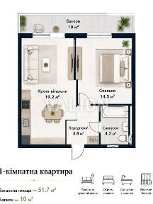 Продаж 1к квартири 51.7 кв. м на вул. Михайла Максимовича 28Е • ID 34767621