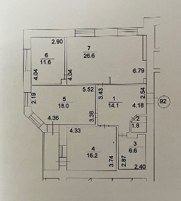99.2 м2, велика кухня- вітальня та три окремі кімнати, від власника