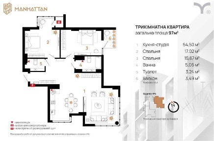 Видова квартира на ОЗЕРО в Манхеттені | Площа 97,5 м2