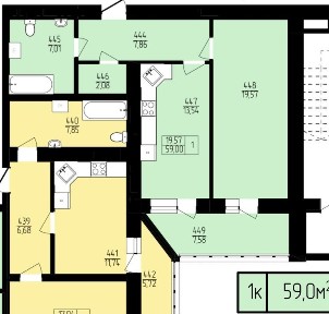 Продаж однокімнатна квартира в новобудові 59м² на 2 поверсі з 14 напряму без посередників максимальне наповнення в ціні