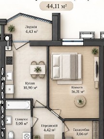 Продаж 1к квартири 44 кв. м на вул. Святослава Ріхтера 40 • ID 34820348