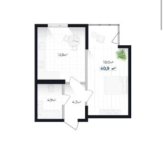 Продаж 1-кімнатної квартири 40 м2 в ЖК SenatKD