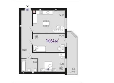 Продаж 2 кім. квартири 64м2 + зем. ділянкою в малоповерховому ЖК р-н. Озера