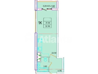 Продаж 1к квартири 31.2 кв. м на вул. Генуезька • ID 34833895