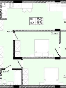 Продаж 2к квартири 67.36 кв. м • ID 34836126