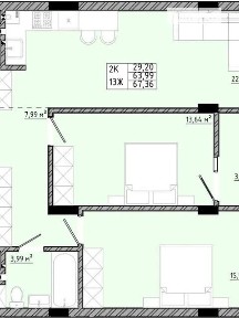Продаж 2к квартири 67.36 кв. м • ID 34836126