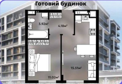 Продам 1,5 кім в готовому будинку з газом