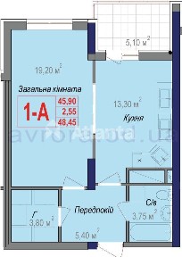 Однокімнатна з великою лоджією біля парку Горького, новий будинок