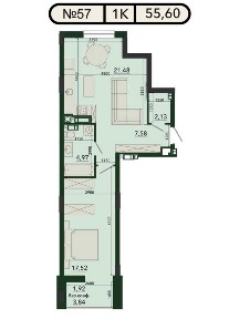Простора 1-кім. квартира 55.6 м² | Від забудовника!