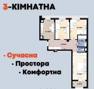 Продається 3-х кімнатна новобудова