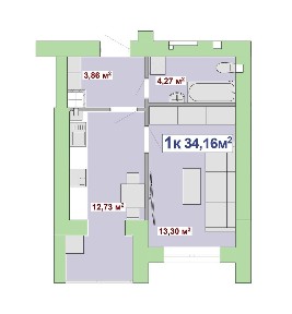 Продається компактна 1 кім. по вул. Чорновола. Розт. 18 міс. П/в 30%