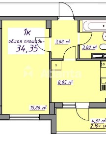 Продаж 1к квартири 34.24 кв. м • ID 34912242